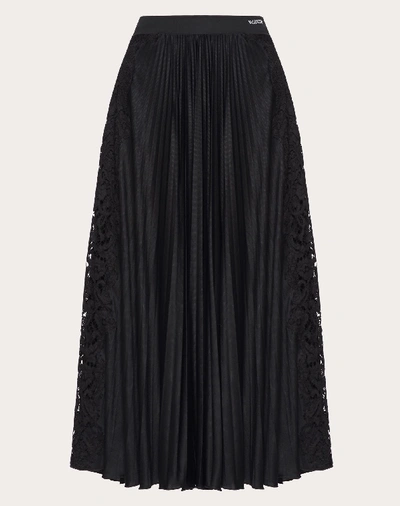 Valentino Jersey And Heavy Lace Skirt In Black