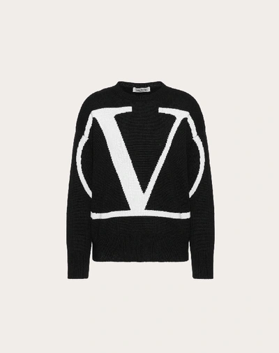 Valentino Vlogo Signature Inlay Cashmere Sweater In Black