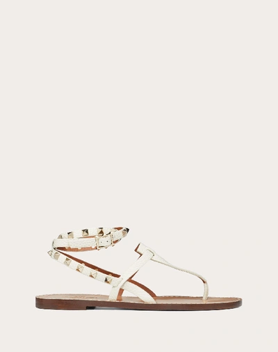 Valentino Garavani Grainy Leather Ankle Strap Flip Flop Sandal 5 Mm In Ivory