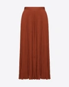 Valentino High-waisted Pleated Silk Midi Skirt In Copper