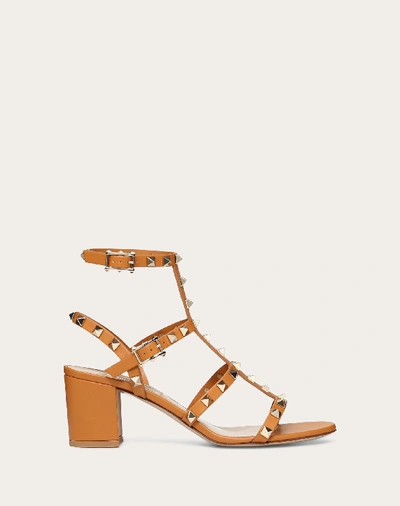 Valentino Garavani Rockstud Caged Sandal 60mm In Tan