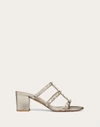 VALENTINO GARAVANI VALENTINO GARAVANI ROCKSTUD METALLIC CALFSKIN LEATHER SLIDE SANDAL 60 MM