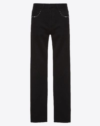 Valentino Uomo Rockstud Untitled Jeans With Skinny Fit In Black