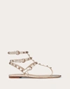 Valentino Rockstud Flat Leather Sandals In Skin