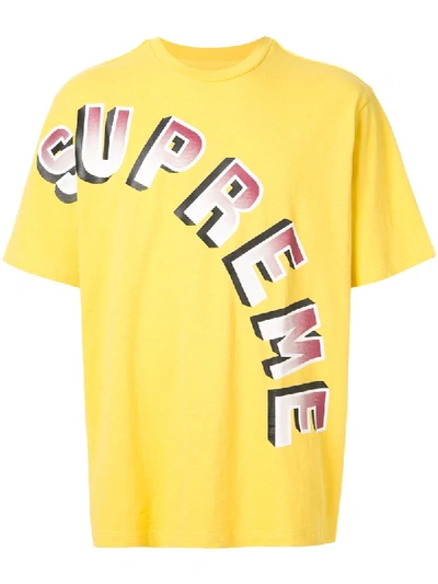 Supreme Gradient Arc Logo T-shirt In Yellow
