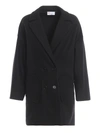 RED VALENTINO BLACK WOOL AND CASHMERE OVERSIZE COAT