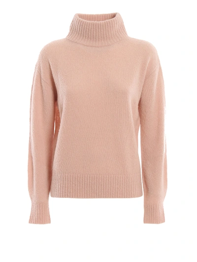 Dondup Pale Pink Boucle Wool Blend Sweater In Light Pink