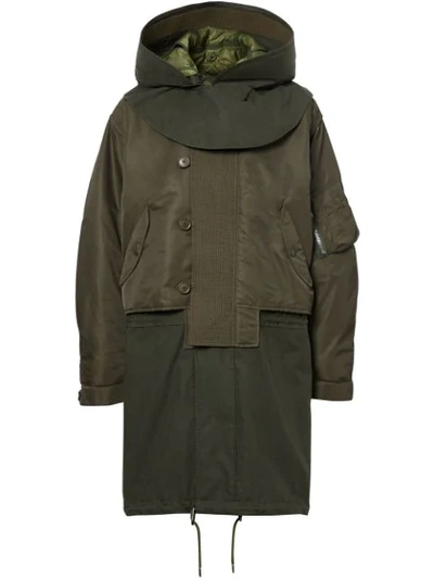 Burberry Barkby Hooded Parka In Khaki,green