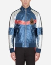 DOLCE & GABBANA JACKET WITH PATCH IN LAMINATED LEATHER