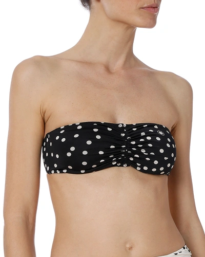 Stella Mccartney Polka Dot Bandeau Bikini Top In Black/cream