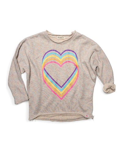 Appaman Kids' Love Rainbow Graphic Slouchy Sweatshirt In Gray