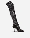 DOLCE & GABBANA UNDER-THE-KNEE BOOTS IN STRETCH LACE