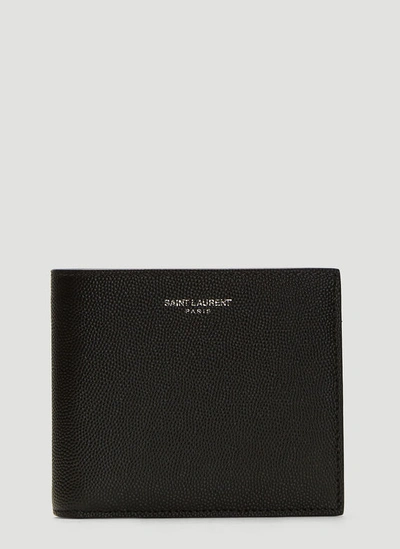Saint Laurent Grain De Poudre Compact Bi-fold Wallet In Black