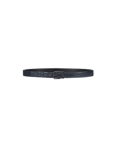 Dolce & Gabbana Leather Belt In Dark Blue