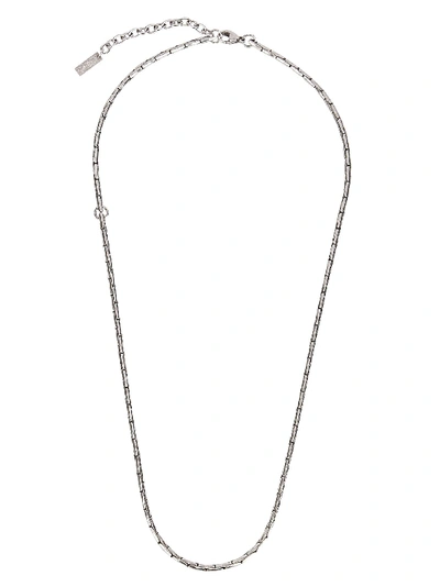 Saint Laurent Logo Plaque Chain Necklace In Silver
