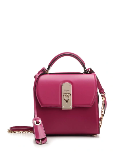Ferragamo Small Boxyz Leather Shoulder Bag In Cherry Red