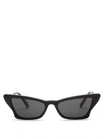 Valentino Geometric Slim Cat-eye Frame Sunglasses In Smoke