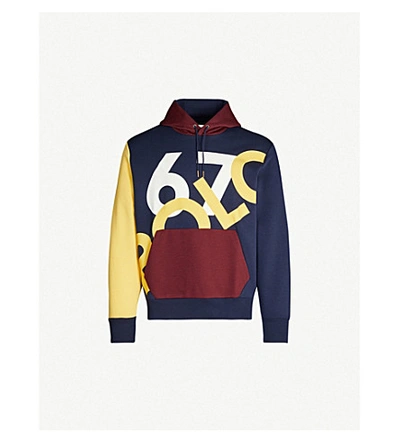 Polo Ralph Lauren Graphic Colour-block Jersey Hoody In Cruise Navy Multi