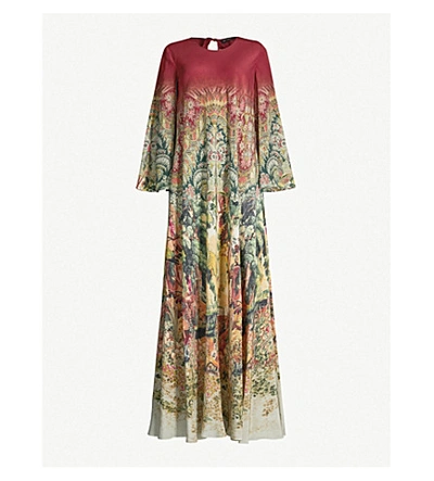Etro Landscape-print Silk-crepe Gown In Beige