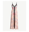 TEMPERLEY LONDON ROSY GROSGRAIN-TRIMMED EMBROIDERED CREPE MAXI DRESS