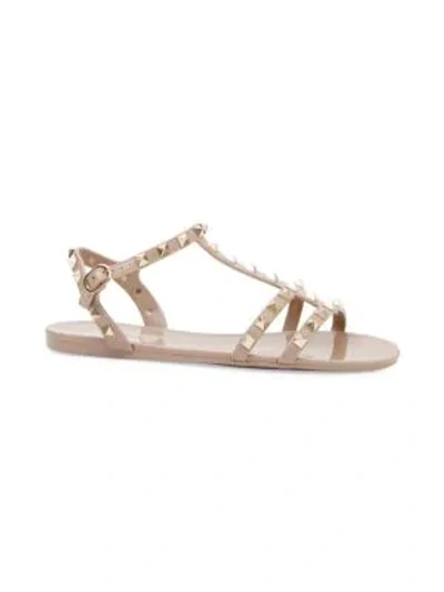 Valentino Garavani Valentino Women's Rubber Rockstud Flat Sandal (authentic Pre-loved) In Pink