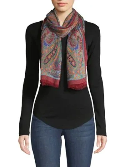 Etro Lurex Jacquard Delhy Scarf In Red