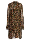 DEREK LAM Floral Pleat-Sleeve Silk Midi Shirtdress