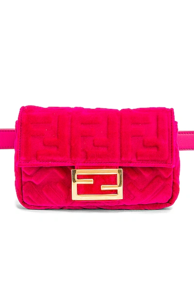 Fendi Ff Velvet Hip Belt Bag In Fuchsia