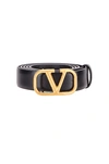 Valentino Garavani Go Logo 20mm Leather Belt In Black