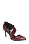 Calvin Klein Women's Gella Snake-print Asymmetrical Dress Pumps Women's Shoes In Barn Red