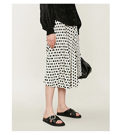 Topshop Polka Dot Pleated Crepe Midi Skirt | ModeSens