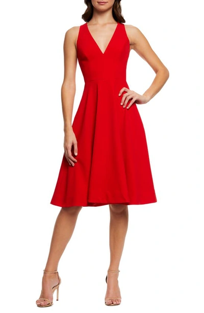 Dress The Population Catalina Fit & Flare Cocktail Dress In Rouge