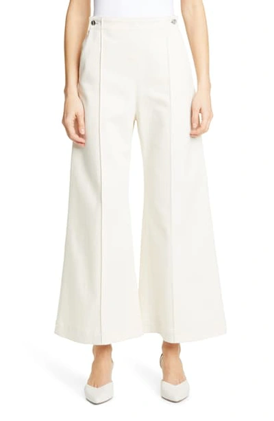 Rosetta Getty Pintucked Crop Flare Jeans In Natural