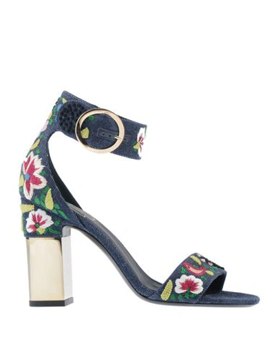 ROGER VIVIER ROGER VIVIER WOMAN SANDALS BLUE SIZE 6.5 TEXTILE FIBERS,11751879TT 10