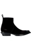 Balenciaga Black Suede Santiag Boots In Black