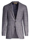CANALI GLEN CHECK WOOL, SILK & CASHMERE SINGLE-BREASTED JACKET,400010795820