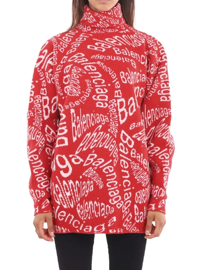 Balenciaga Turtleneck Long Sleeves Sweater In Red