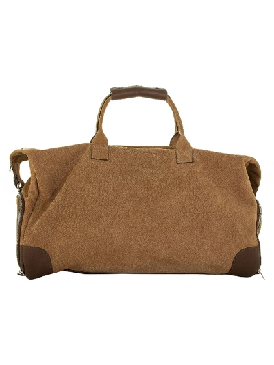 Brunello Cucinelli Grained Nubuck And Buffalo Leather Duffle Bag In Earth