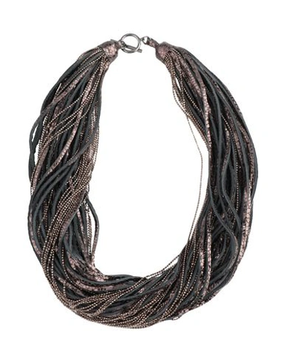 Brunello Cucinelli Monili Multi-strand Necklace In Grey
