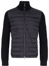 MONCLER MONCLER KNITTED-SLEEVE PADDED JACKET - 蓝色