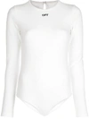 OFF-WHITE logo stamp long sleeve bodysuit WHITE,OWDD009E19E67091