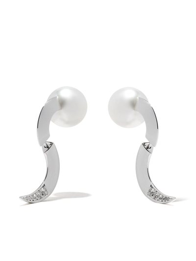 Tasaki 18kt White Gold  Atelier Buoy South Sea Pearl Diamond Earrings