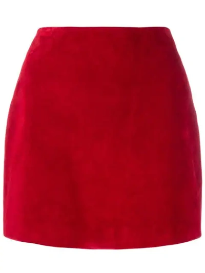 Saint Laurent Suede Mini Skirt - 红色 In Claret