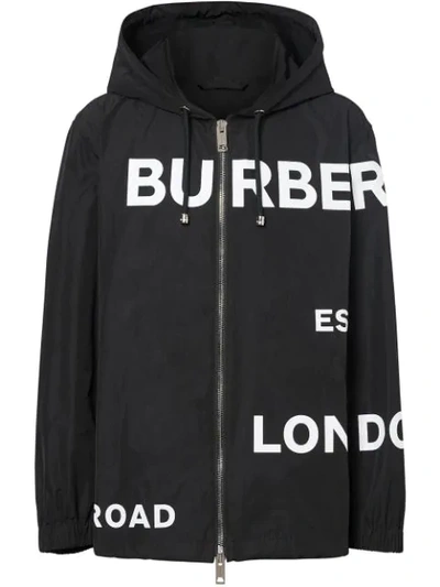 Burberry Men's Logo Typographic Nylon Jacket In Black