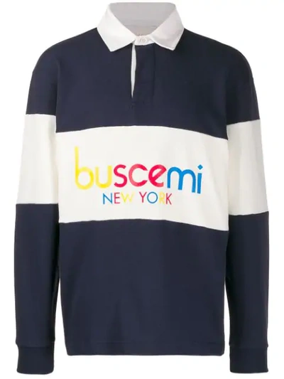 Buscemi Long-sleeved Logo Polo Shirt In Blue