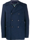 ETRO ETRO DOUBLE-BREASTED WOOL COAT - 蓝色