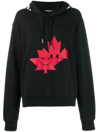 Dsquared2 Maple Leaf Print Hoodie In Black