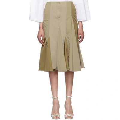 Lanvin Pleated Patchwork Skirt In Beige