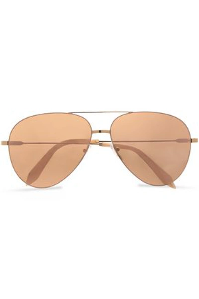 Victoria Beckham Woman Aviator-style Gold-tone Sunglasses Peach