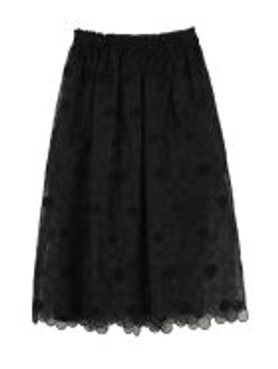 Moncler Floral Embroidery Skirt In Black